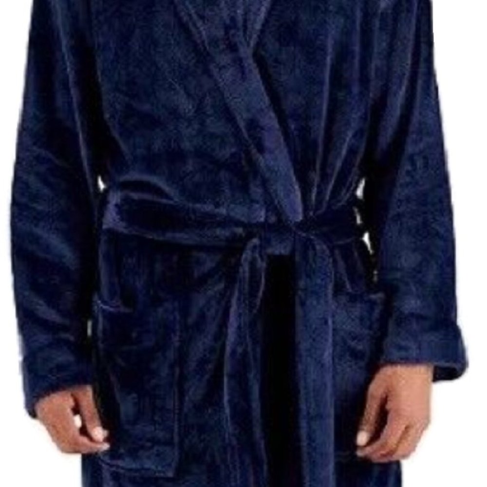 new BARITONE BLUE Club Room Super-Soft Plush Pajama Robe in Men's Size L / XL - Picture 6 of 6